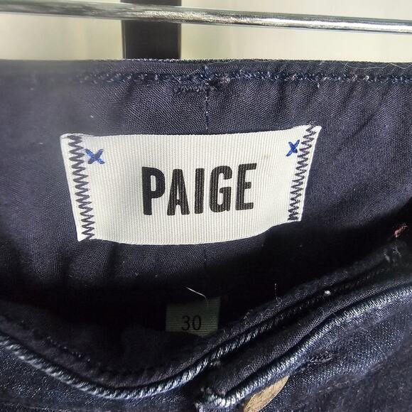 Paige Hidden Hills Jeans, Dark Wash, Size 30, Straight Leg, Mid Rise Denim - Picture 2 of 4